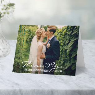 Carte De Remerciements Wedding Heart Thank You Photo Fold Card W