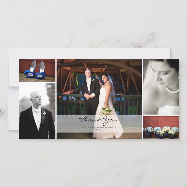 Carte De Remerciements Wedding Photo Collage (Devant)