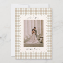 Carte De Remerciements Wedding Photo Guest Appreciation Gingham