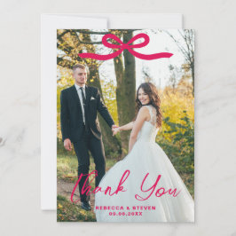 Carte De Remerciements Wedding Photo Guest Appreciation Pink Bow