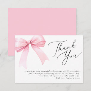 Carte De Remerciements Wedding shower rose Coquette Bow