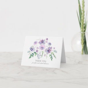 Carte De Remerciements Wedding Thank You Blue Purple Flowers