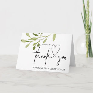 Carte De Remerciements Wedding Thank You Maid of Honor from Bride Card
