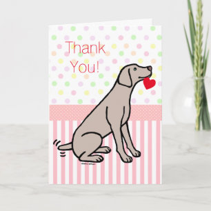 Carte De Remerciements Weimaraner et Coeur