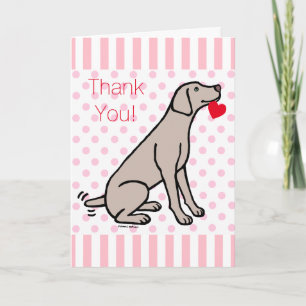Carte De Remerciements Weimaraner et coeur