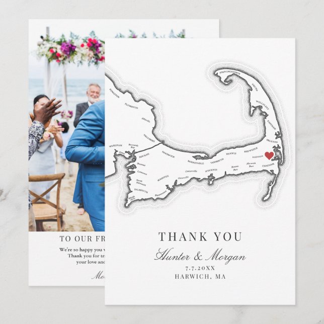 Carte De Remerciements Wequassett Resort Cape Cod Photo Mariage (Devant / Derrière)