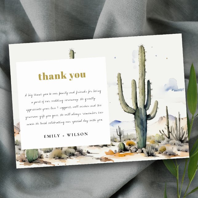 Carte De Remerciements Western Boho Cactus Mariage du paysage du désert (Créateur téléchargé)