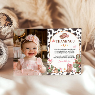 Carte De Remerciements Western Bows Pink Cowgirl photo d'anniversaire