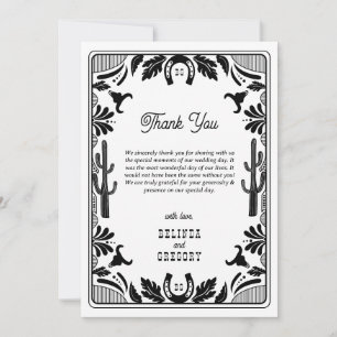 Carte De Remerciements Western Country Cowboy Rustique Mariage