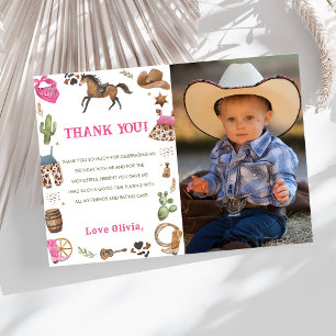 Carte De Remerciements Western Cowboy, fête d'anniversaire Photo