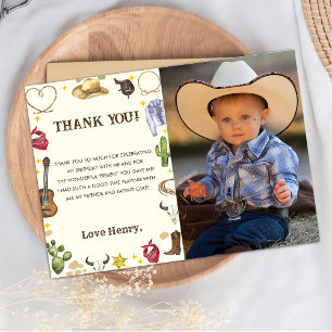 Carte De Remerciements Western Cowboy, fête d'anniversaire Photo