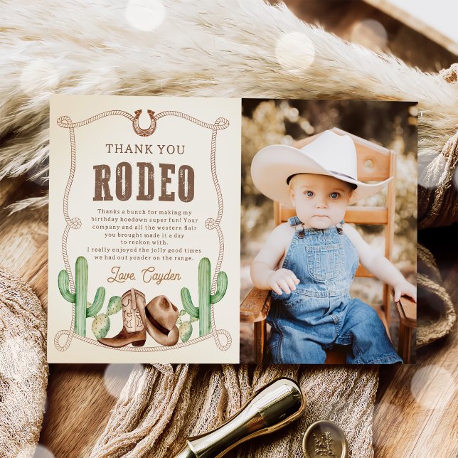 Carte De Remerciements Western Cowboy, fête d'anniversaire Photo (Créateur téléchargé)