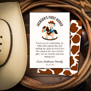Carte De Remerciements Western Cowboy Rocse Horse Boy Anniversaire