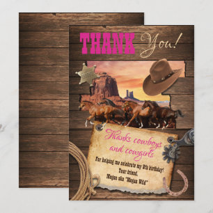 Carte de remerciements Western Cowgirl
