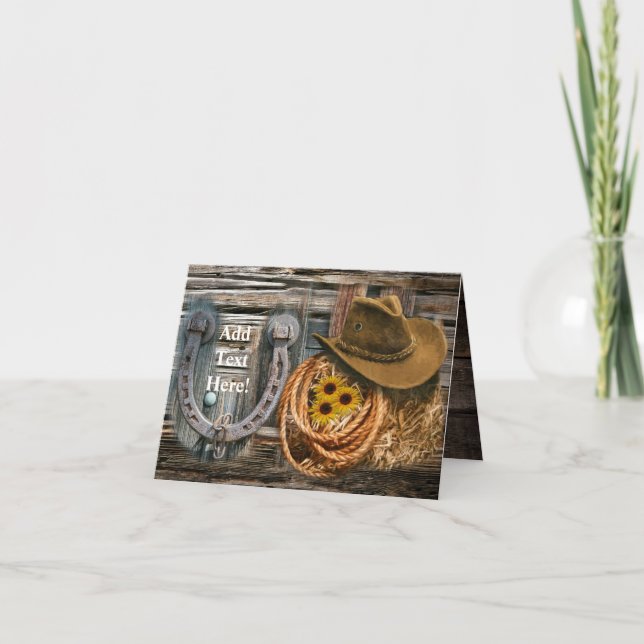 Carte De Remerciements Western Horseshoe Cowboy Hat Lasso (Devant)