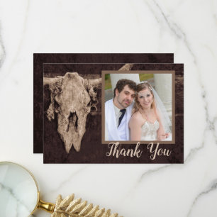 Carte De Remerciements Western Rustic Brown Taureau Pays Photo
