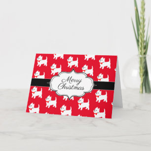 Carte De Remerciements Westies West Highland Terrier Motif Rouge