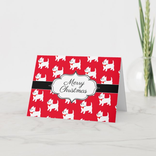 Carte De Remerciements Westies West Highland Terrier Motif Rouge (Devant)