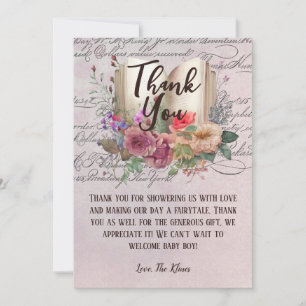 Carte De Remerciements Whimsal Fairytale Story Baby shower de livre