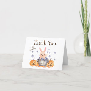 Carte De Remerciements Whimsical Bunny Witch Baby shower d'Halloween