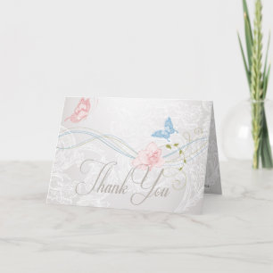 Carte De Remerciements Whimsical Butterflies and Lace Thank You