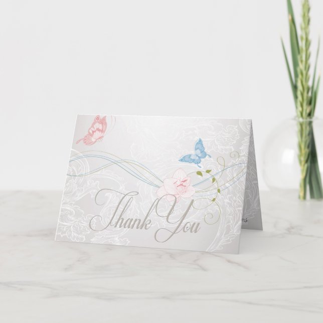 Carte De Remerciements Whimsical Butterflies and Lace Thank You (Devant)