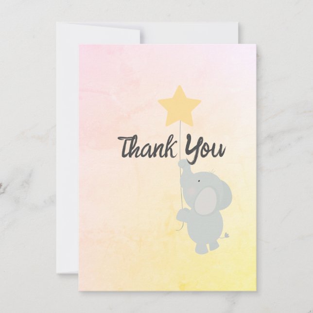 Carte De Remerciements Whimsical Elephant Welcome Baby (Devant)