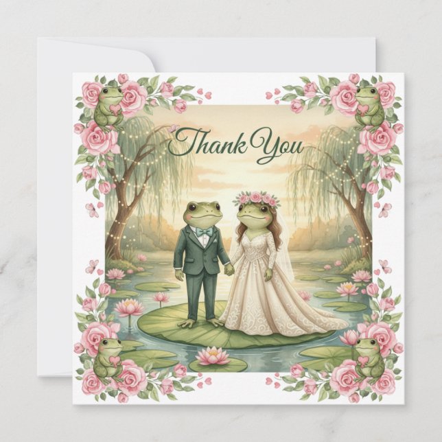 Carte De Remerciements Whimsical Frog Couple Wedding Thank You Card (Devant)