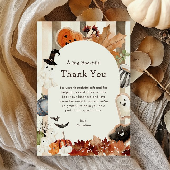 Carte De Remerciements Whimsical Halloween Ghost Pumpkin Baby Shower (Créateur téléchargé)