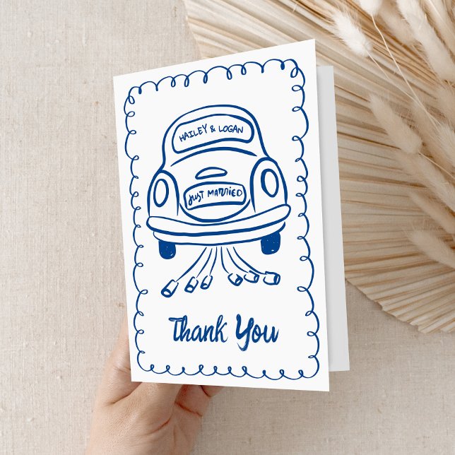 Carte De Remerciements Whimsical Illustrated Voiture dessinée à la main M (Créateur téléchargé)