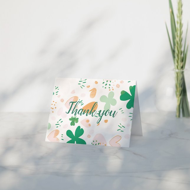 Carte De Remerciements Whimsical Irish Lucky Green Baby shower Shamrock (Créateur téléchargé)