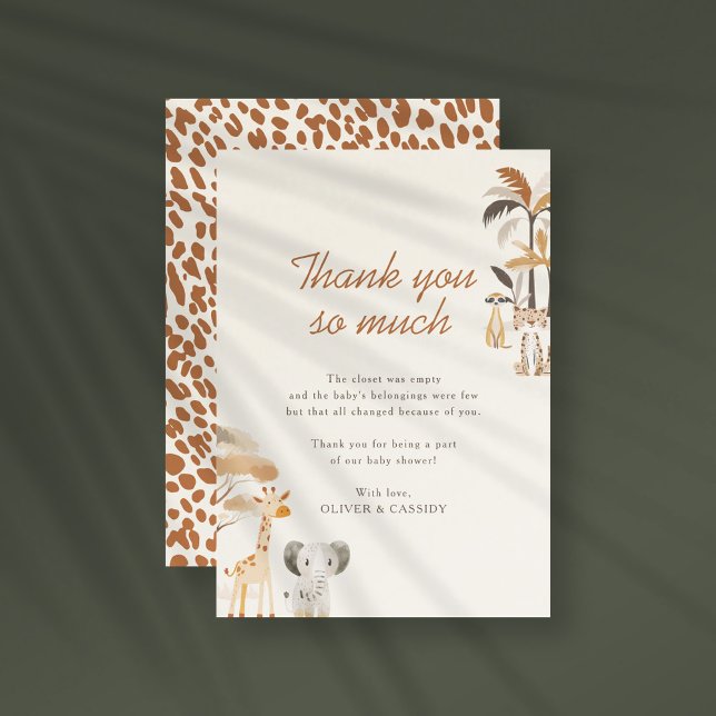 Carte De Remerciements Whimsical Jungle Safari Animaux Baby shower Garçon (Créateur téléchargé)