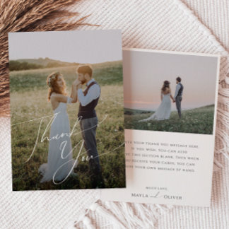 Carte De Remerciements Whimsical Minimalist Script photo plat