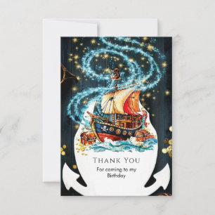 Carte De Remerciements Whimsical Nautical Pirate Ship Anniversaire