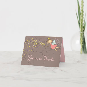 Carte De Remerciements Whimsical Rose Fairy Princess Stars Fille Annivers