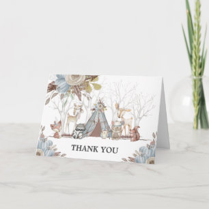 Carte De Remerciements Whimsical Tribal Woodland Animaux Baby shower Garç