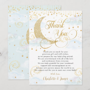 Carte De Remerciements Whimsical Twinkle petit Baby shower bleu étoile