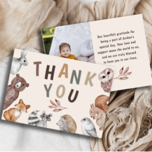 Carte De Remerciements Whimsical Woodland Animaux Anniversaire Thankyou