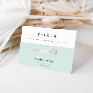 Carte De Remerciements Whisk Mint & Gold   Boulangerie ou traiteur