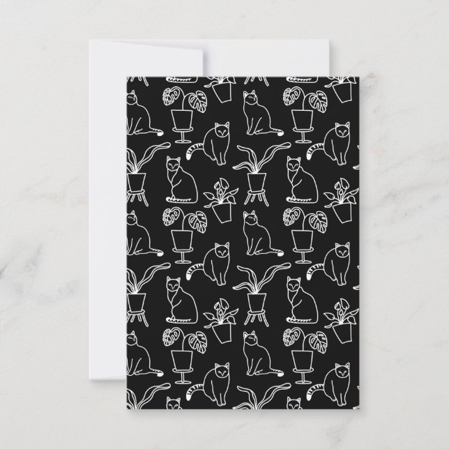 Carte De Remerciements White cats on black (Devant)