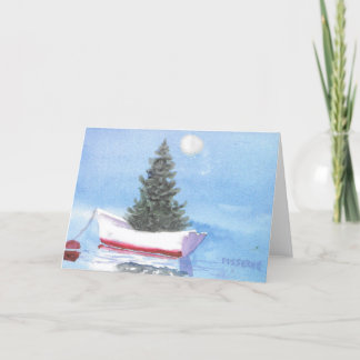 Carte De Remerciements White Dory Christmas Tree in the Harbor 