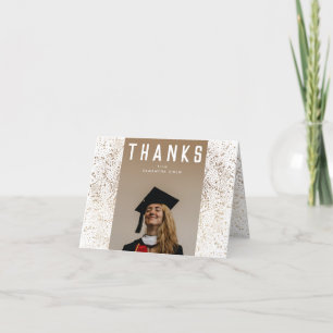 Carte De Remerciements White Modern Gold Foil Botanical Grad Photo