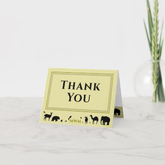 Carte De Remerciements Wild Animals Initials Folded Thank You Card