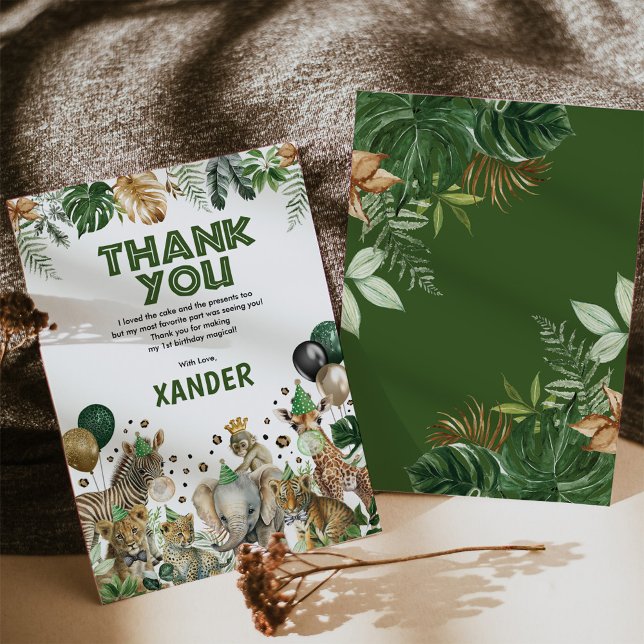 Carte De Remerciements Wild Jungle Safari Party Animaux Garçon Anniversai (Créateur téléchargé)