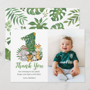 Carte De Remerciements Wild One Baby 1er Anniversaire Jungle Safari