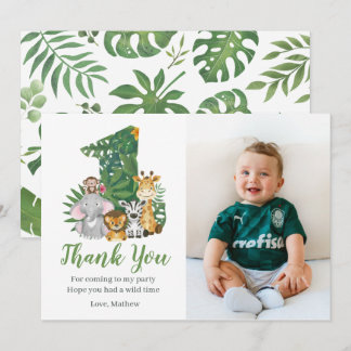 Carte De Remerciements Wild One Baby 1er Anniversaire Jungle Safari