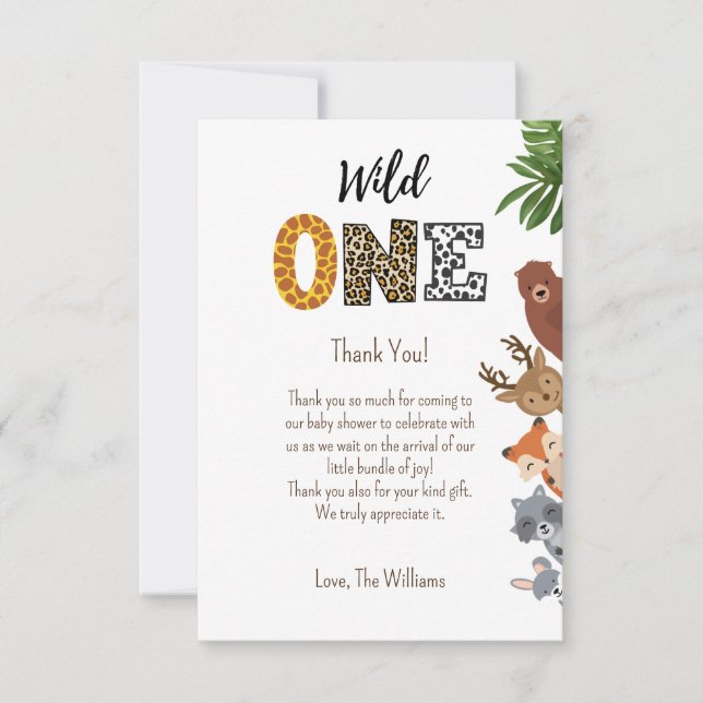 Carte De Remerciements Wild One baby shower Safari tombole (Devant)