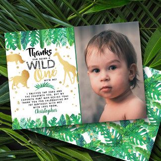 Carte De Remerciements Wild One Boys First Birthday Photo