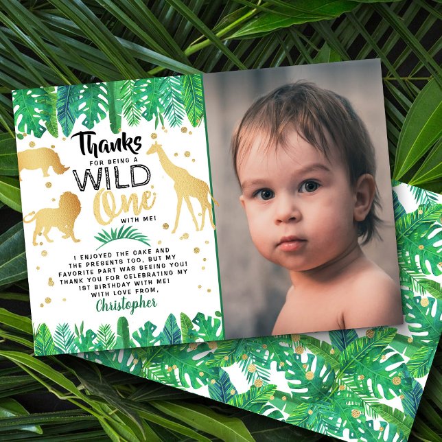 Carte De Remerciements Wild One Boys First Birthday Photo (Créateur téléchargé)