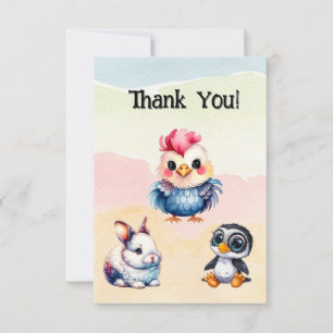 Carte De Remerciements Wild One Happy Fun Woodland Animaux Aquarelle